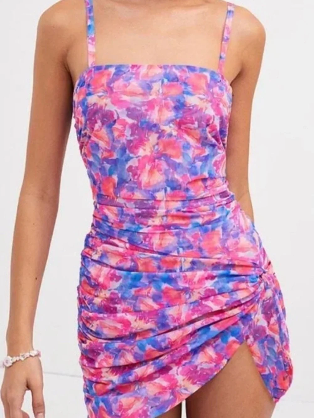 For Love & Lemons Natasha Floral Mesh Swim Cover Up Mini Dress S